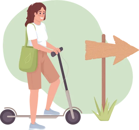 Woman with electric scooter  Illustration