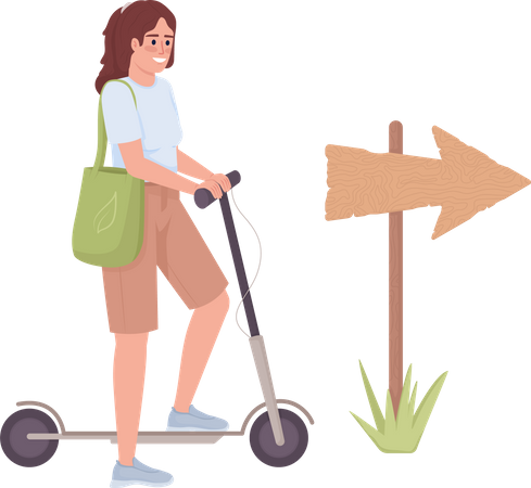 Woman with electric scooter  Illustration