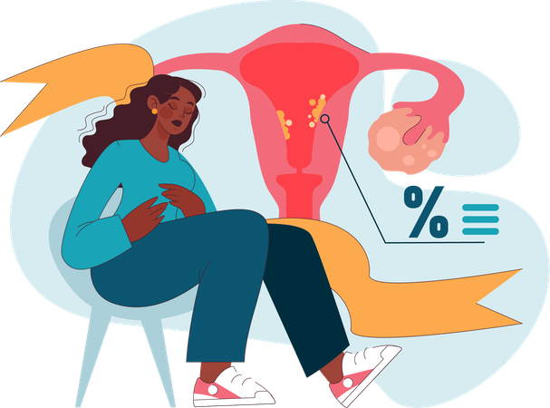 Woman with endometriosis experiences pain  Illustration