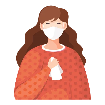 Woman with facemask  Illustration