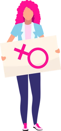 Woman with female sign placard  Illustration