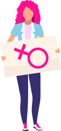 Woman with female sign placard  Illustration