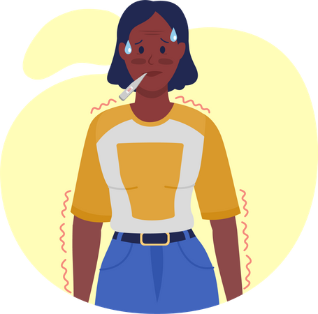 Woman with fever  Illustration