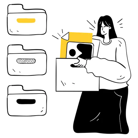 Woman with File Categorization Illustration