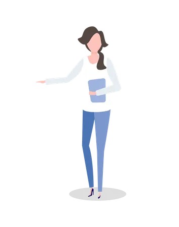 Woman with file in hand  Illustration
