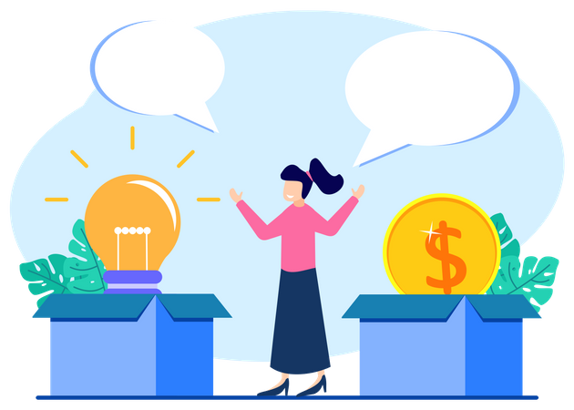Woman with financial business idea  Illustration