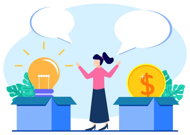 Woman with financial business idea  Illustration