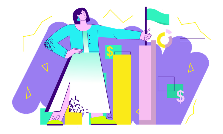 Woman with financial goal  Illustration