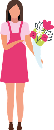 Woman with flower bouquet Illustration