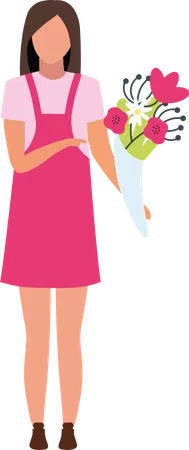 Woman with flower bouquet Illustration