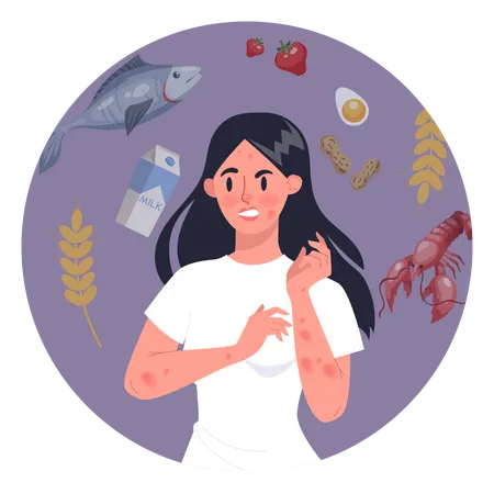 Woman with food allergy  Illustration