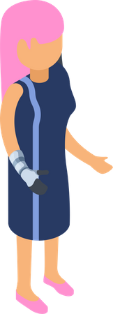 Woman with fractured hand  Illustration