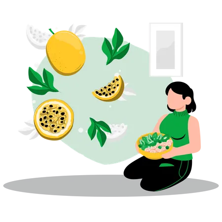 Woman with fruit  Illustration