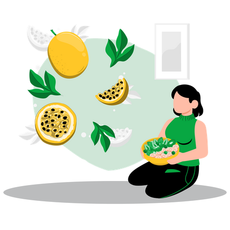 Woman with fruit  Illustration