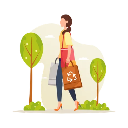 Woman with Garbage bag Illustration