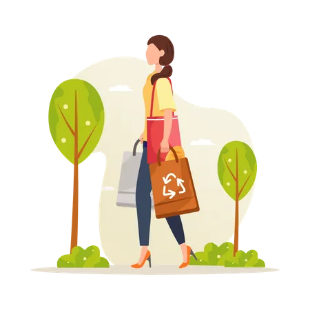 Woman with Garbage bag  Illustration