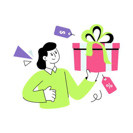 Woman with gift  Illustration