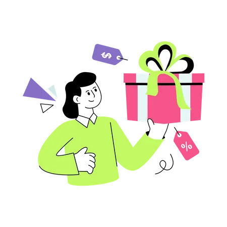 Woman with gift  Illustration