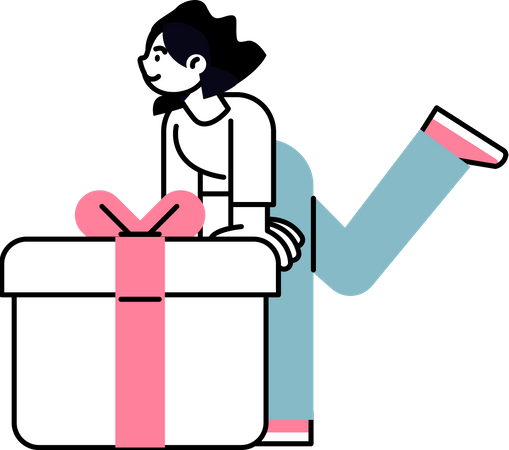 Woman with gift box  Illustration