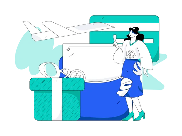 Woman with gift box  Illustration