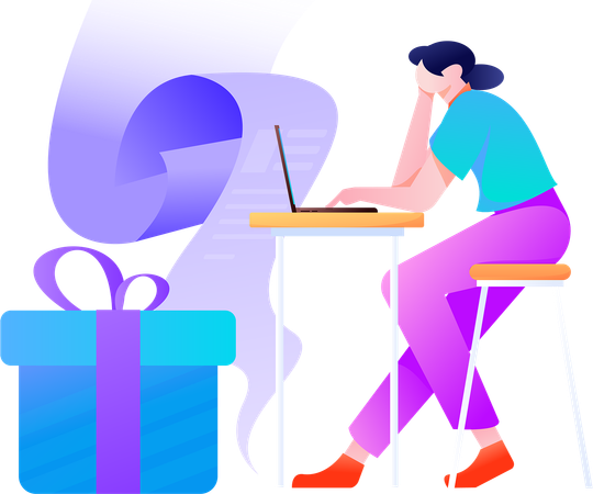 Woman with gift list  Illustration