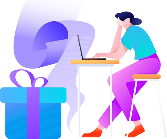 Woman with gift list  Illustration