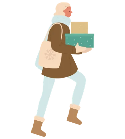 Woman With Gifts  Illustration