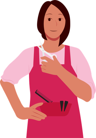 Woman with hair cut equipment  Illustration