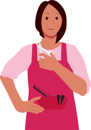 Woman with hair cut equipment  Illustration