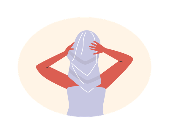 Woman with hair wrap in towel robe  Illustration