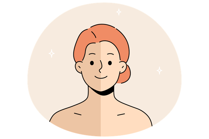 Woman with half pace natural and tanned  Illustration
