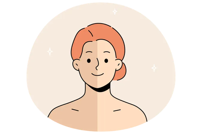 Woman with half pace natural and tanned  Illustration