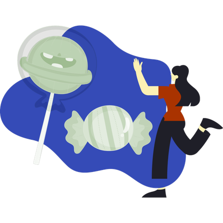Woman with halloween candy  Illustration