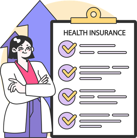 Woman with Health Insurance document  Illustration