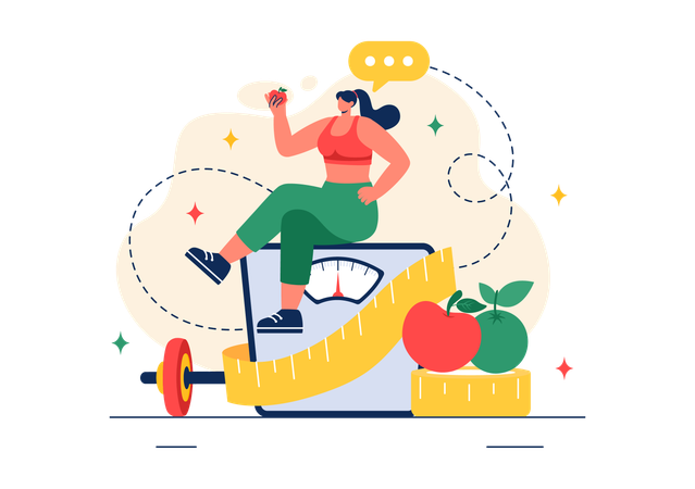 Woman with healthy body weight  Illustration