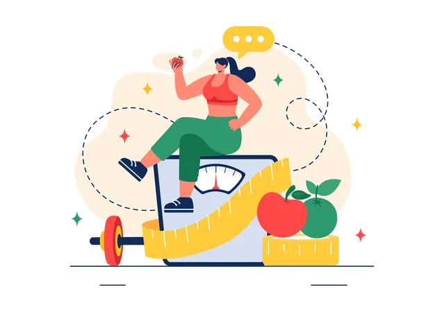 Woman with healthy body weight  Illustration