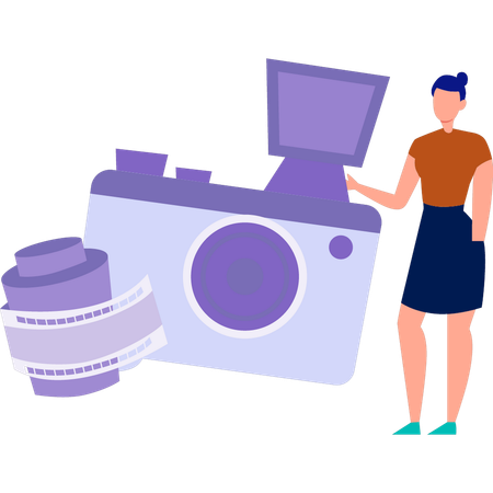Woman with high class camera  Illustration