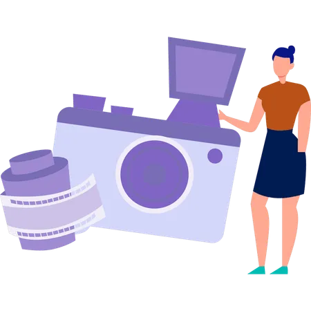 Woman with high class camera  Illustration