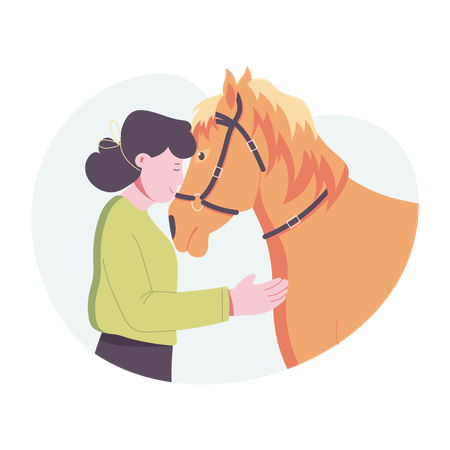 Woman with Horse Love  Illustration