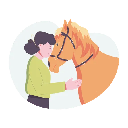 Woman with Horse Love  Illustration