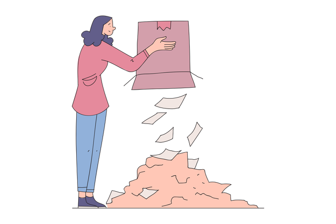 Woman with huge workload Illustration