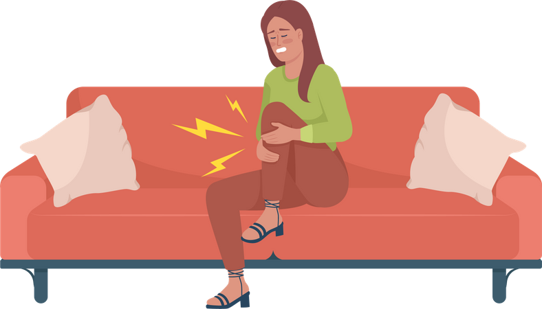 Woman with injured knee  Illustration