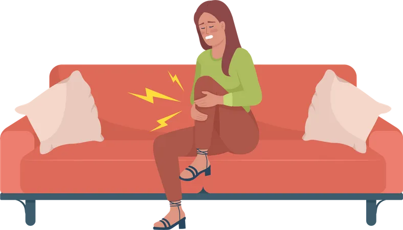 Woman with injured knee  Illustration