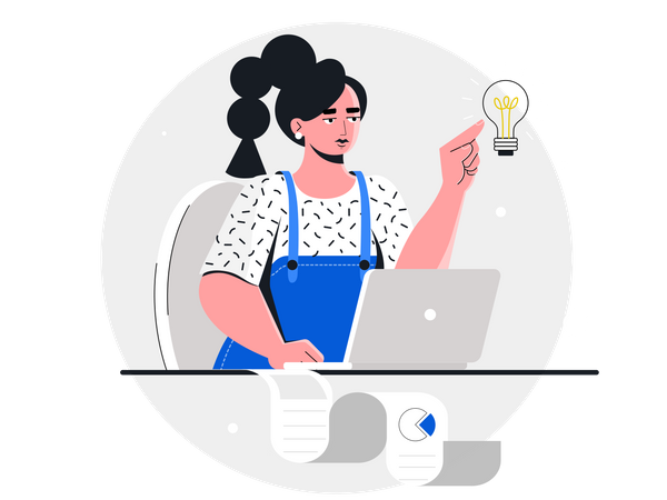 Woman with innovative idea  Illustration