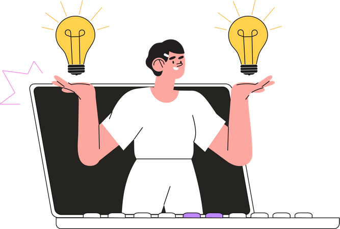 Woman with innovative startup idea  Illustration