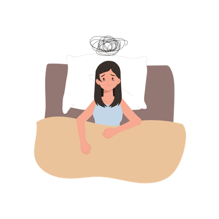 Woman with Insomnia and Sleep Disorder  Illustration