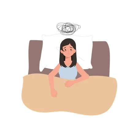 Woman with Insomnia and Sleep Disorder  Illustration