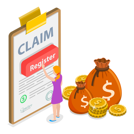 Woman with Insurance claim form  Illustration