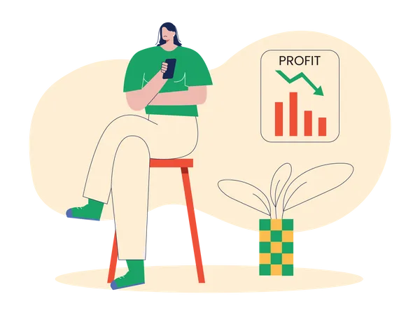 Woman with investment profit  Illustration