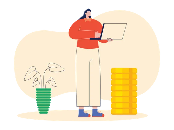 Woman with investment profit  Illustration